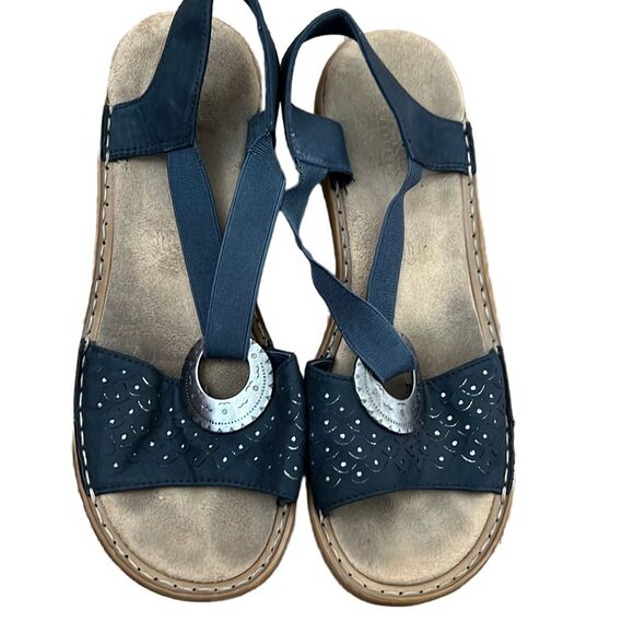 Rieker navy blue mermaid vibes slip on sandals - Picture 1 of 5
